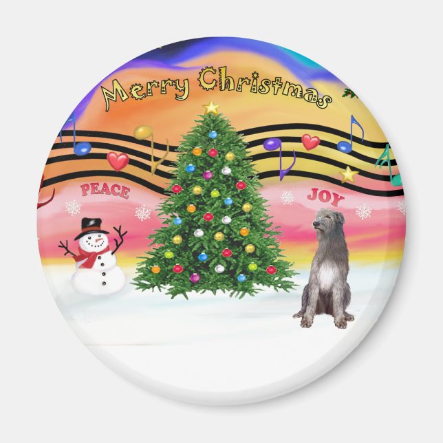 Aimant Musique de Noël 2 - Irish Wolfhound 1 (Devant)