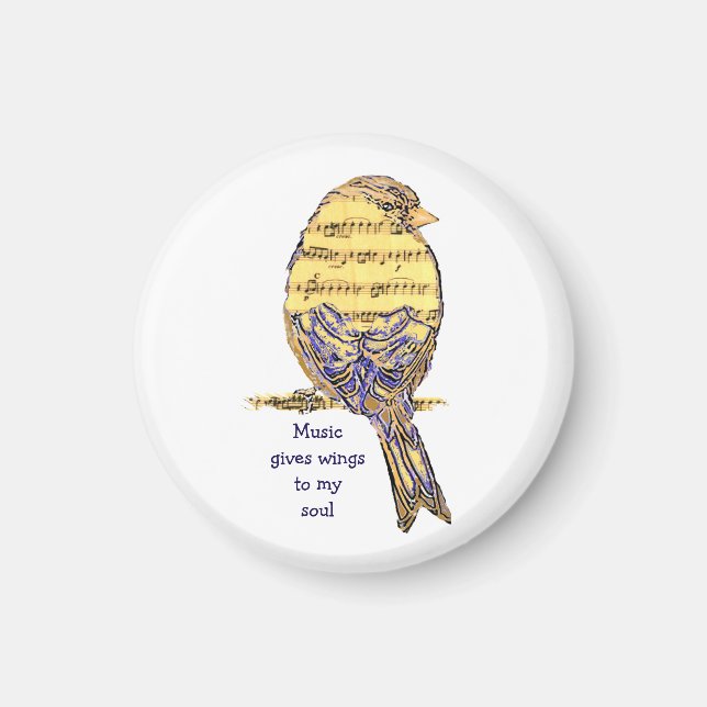 Aimant Musique donne mes ailes musicales Note Bird (Devant)