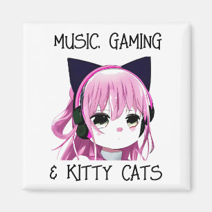 Aimant Musique Jeu et Kitty Chat Anime Girl