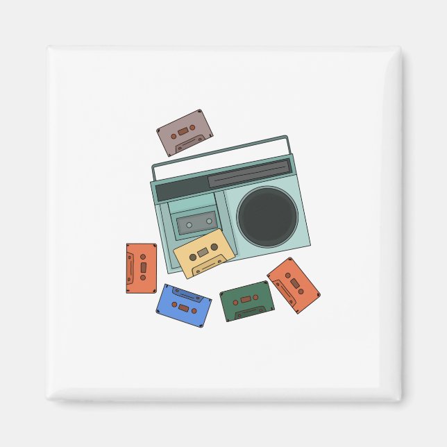 Aimant Musique rétro Vintage des années 80 (Devant)