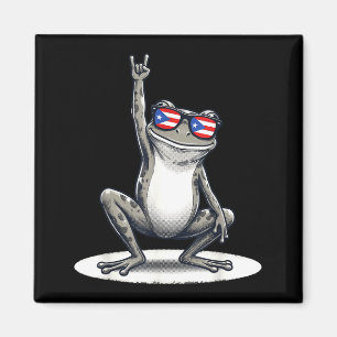 Aimant Musique rock grenouille coqui rétro drapeau de Por