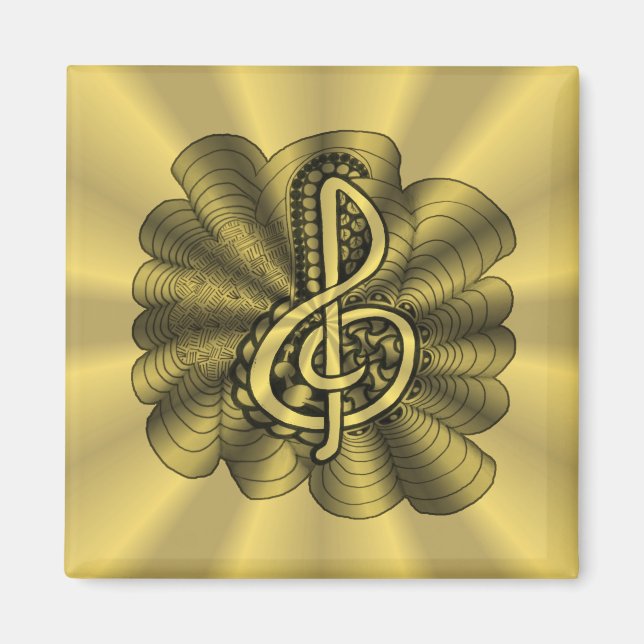 Aimant Musique Treble Clef Gold Customisé (Devant)