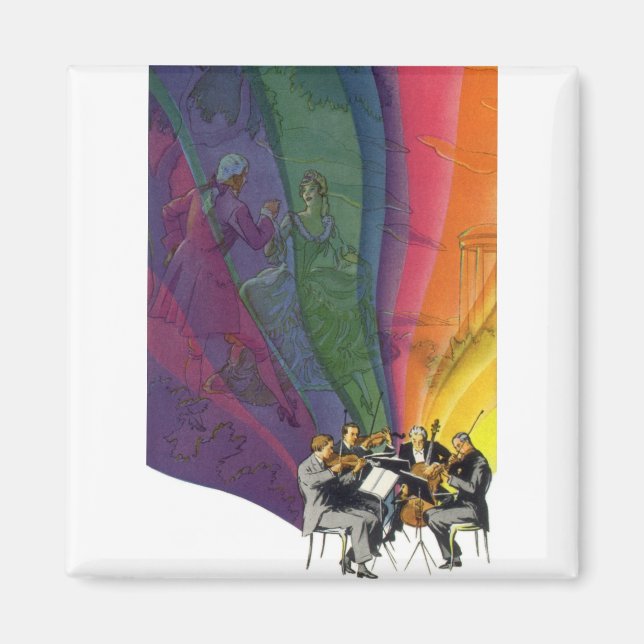 Aimant Musique Vintage Arc-en-ciel, Couple Victorien Dans (Devant)