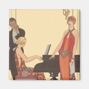 Aimant Musique Vintage, Art Déco Pianiste Musicien Chante