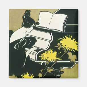 Aimant Musique vintage, Miss Traumerei jouant du piano, R
