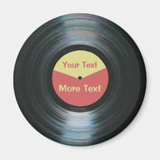 Aimant Musique vinyle noir avec Étiquette de disques roug