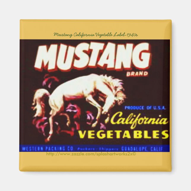 Aimant "Mustang California Vegetable Étiquette-1940" (Devant)