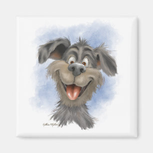Aimant Mutt à la grimace heureuse – Dessin animé de chien