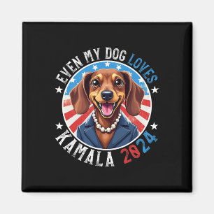 Aimant My Dog Loves Kamala 2024 Dachshund Lover drôle