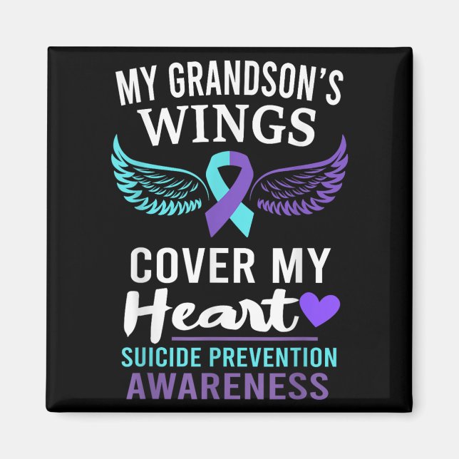 Aimant My Grandson's Wings Cover Heart Suicide Awareness  (Devant)