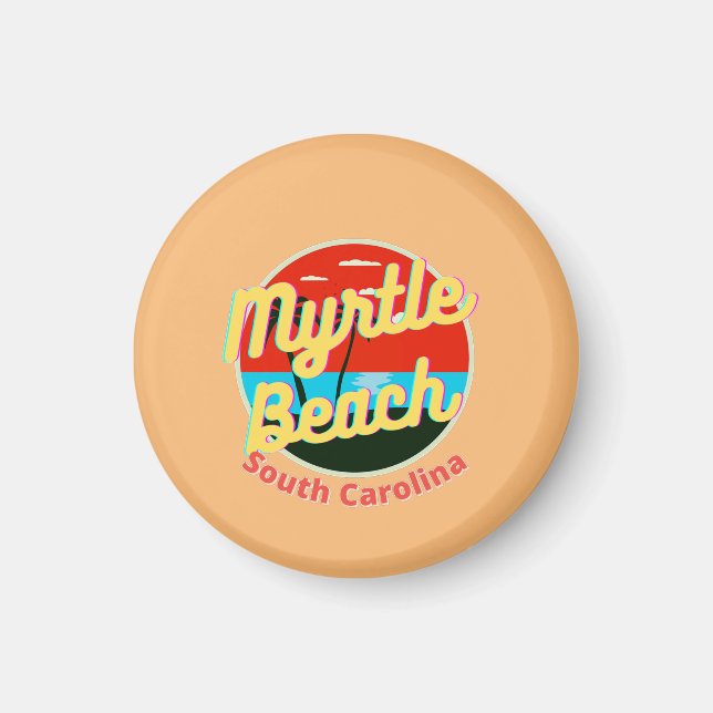 Aimant Myrtle Beach South Carolina Retro Sunset (Devant)