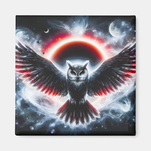 Aimant Mystical Cosmic Celestial Owl (Devant)