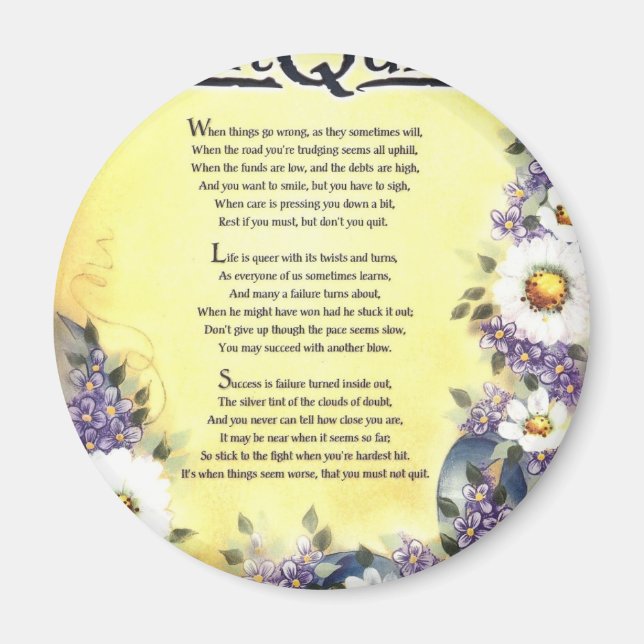 Aimant N'abandonnez pas=Des mots inspirants de la sagesse (Devant)