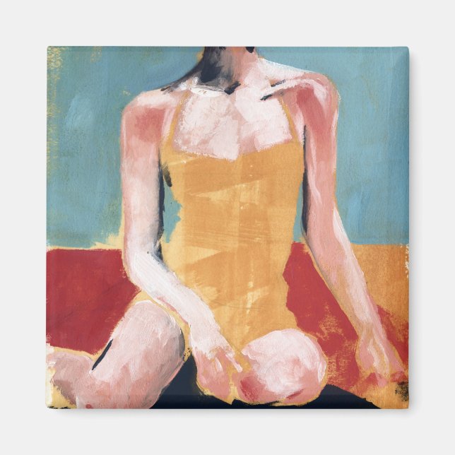 Aimant Nage vintage - maillot de bain jaune (Devant)