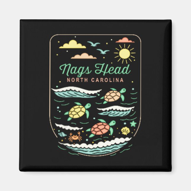 Aimant Nags Head Nc Cute Beach Vacation Sea Turtle Lover  (Devant)