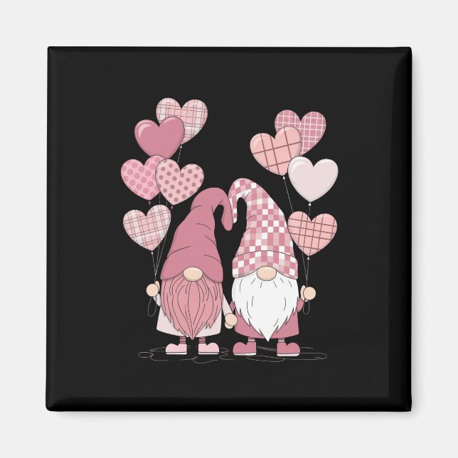 Aimant Nains de la Saint-Valentin à carreaux buffles rose (Devant)
