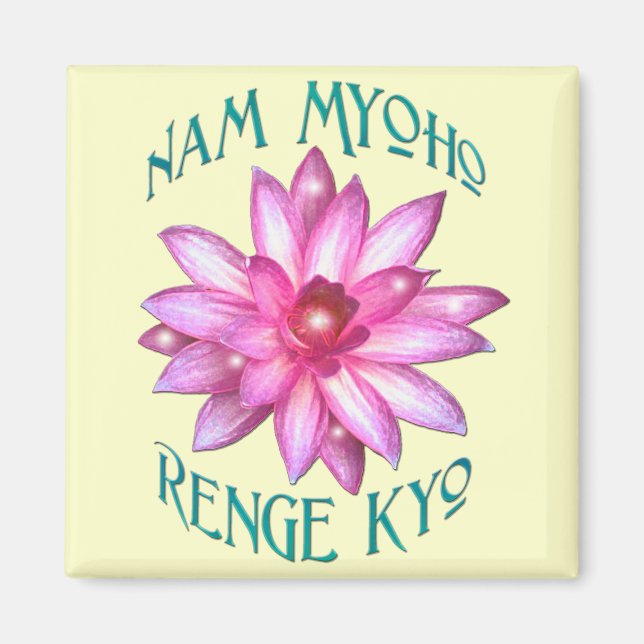 Aimant Nam Myoho Renge Kyo avec Lotus Flower Design (Devant)