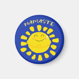 Aimant Namaste Cute Praying Sun Cartoon