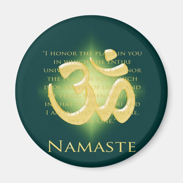 Aimant Namaste - Je vous salue (en vert) (Devant)