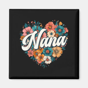 Aimant Nana floral cœur fleur fête des mères vintage rétr