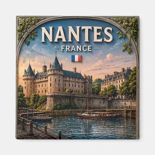 Aimant 🌙 Nantes France Château et Vues de la Rivière au