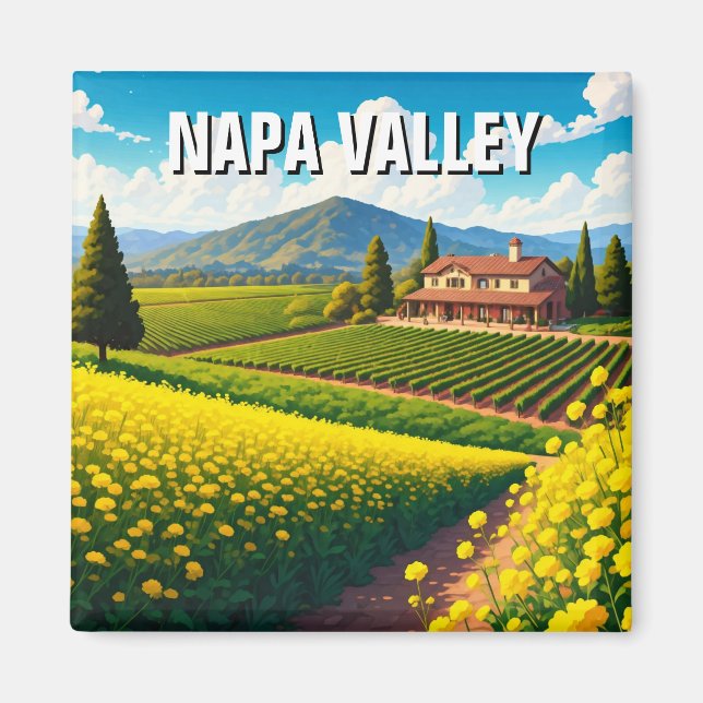 Aimant Napa Valley California Mustard Flowers (Devant)