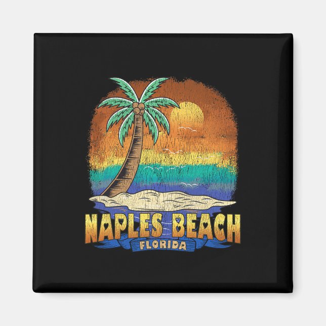 Aimant Naples Beach Floride Vintage Souvenir dénudé (Devant)