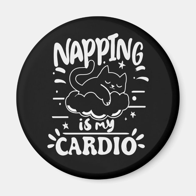 Aimant Napping Est Mon Cardio Simple Drôle Design Chat (Devant)