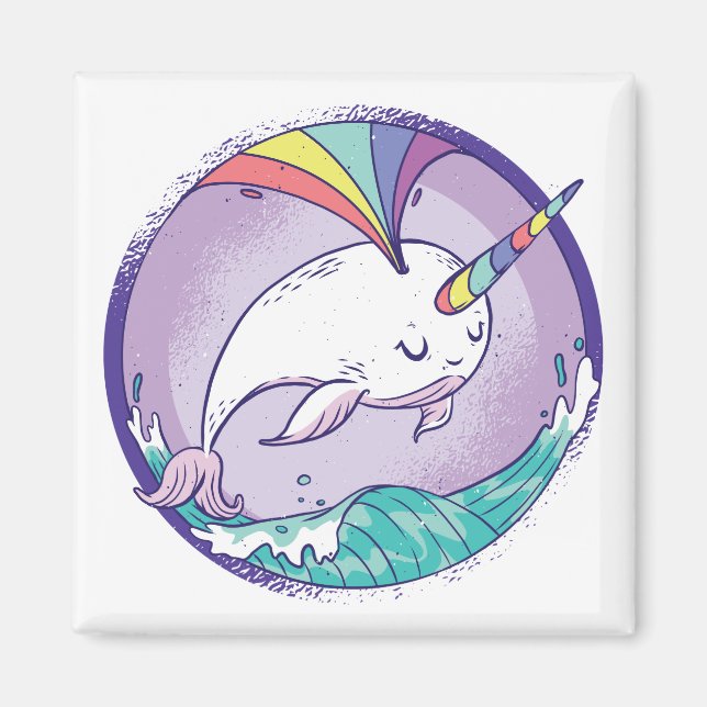 Aimant Narwhale arc-en-ciel (Devant)