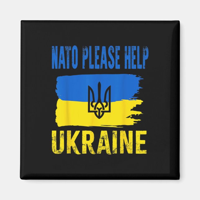 Aimant Nat0 Aidez l'Ukraine S'il Vous Plaît Drapeau Ukrai (Devant)