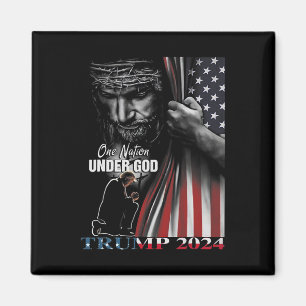 Aimant Nation Under God Trump 2024 God American Flag 1
