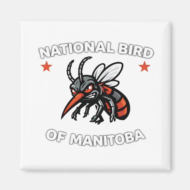 Aimant National Bird of Manitoba Funny Mosquito 2" Square (Devant)