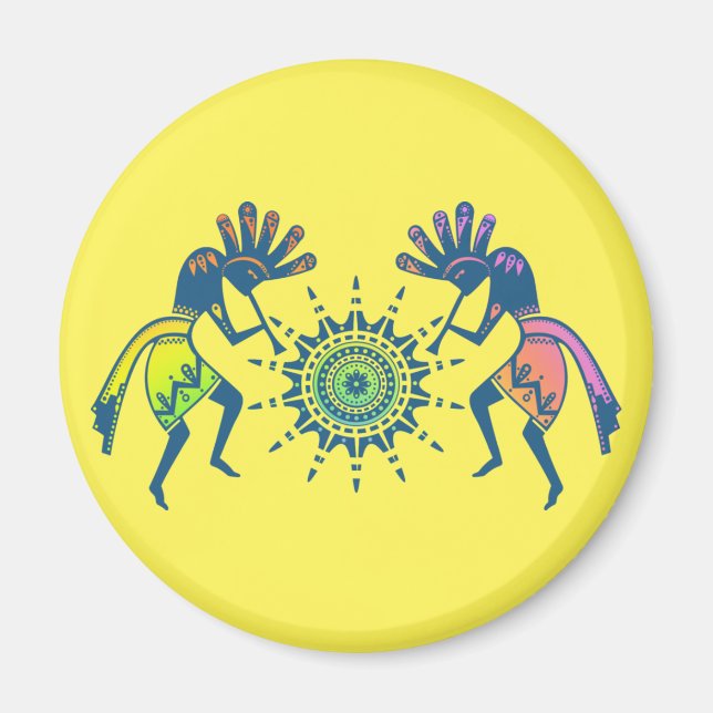 Aimant Native Americans Culture - Sun Dancing Kokopelli 5 (Devant)
