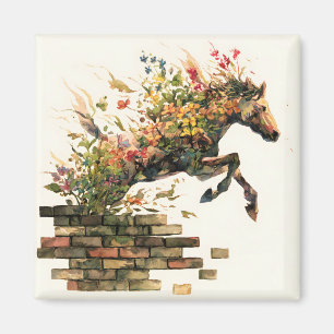 Aimant Nature Botanique Cheval Floral Jumping