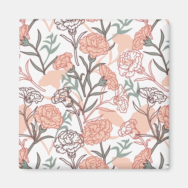 Aimant Nature Inspirée Florale : Motif de Fleur d'Oeillet (Devant)