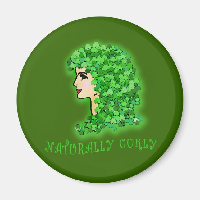 Aimant Naturellement Curly ! Avec les Shamrocks irlandais (Devant)