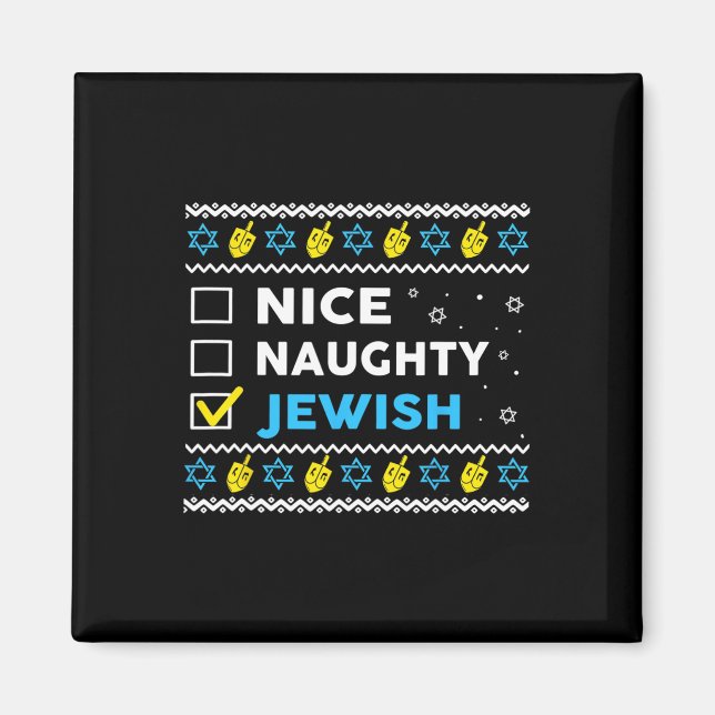 Aimant Naughty Jewish Ugly Hanukkah Sweater Chanukah (Devant)