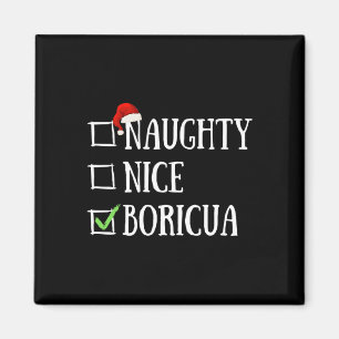 Aimant Naughty Nice Boricua Funny Porto Rico Santa Hat C