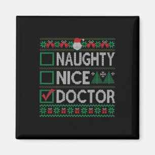Aimant Naughty Nice Docteur Liste de Noël Ugly Sweater