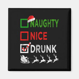 Aimant Naughty Nice Drunk Pajamas de Noël Drôle Père Noël
