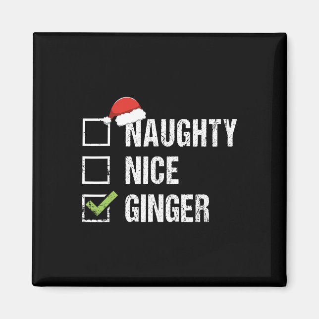 Aimant Naughty Nice Ginger Redhead Santa Hat Irish Christ (Devant)