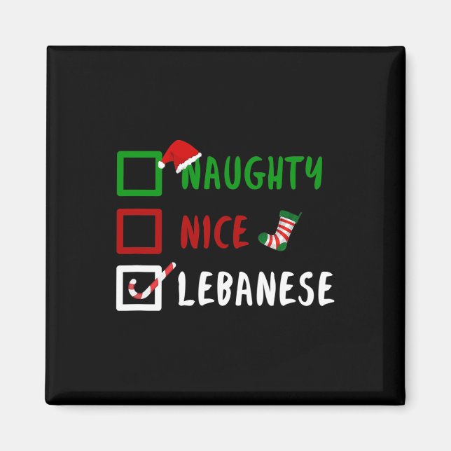 Aimant Naughty Nice Libanais Drôle Liban Noël Sant (Devant)