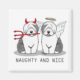 Aimant Naughty & Nice Old English Sheepdogs (Grey 1)