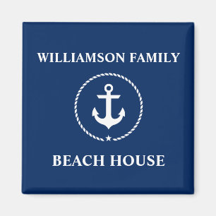 Aimant Nautical Beach House Nom de famille Ancre Marine B