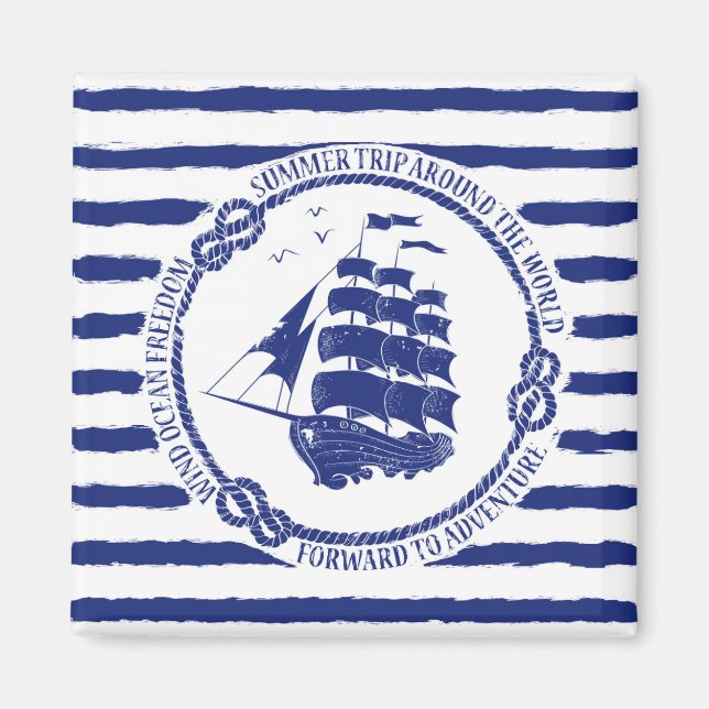 Aimant Nautical Emblem With Sailing Ship (Devant)