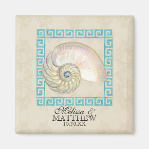 Aimant Nautilus Shell aquarelle grecque clé Damask plage