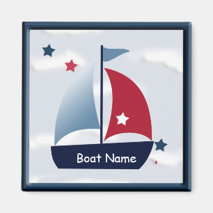 Aimant Nautique Cute Sailboat Design