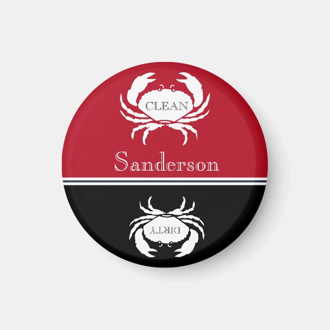 Aimant Nautique rouge noir blanc lave-vaisselle propre sa (Devant)