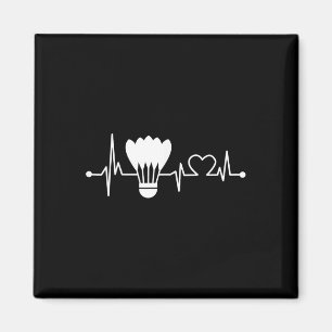Aimant Navette Heartbeat Funny Badminton Player Cadeau