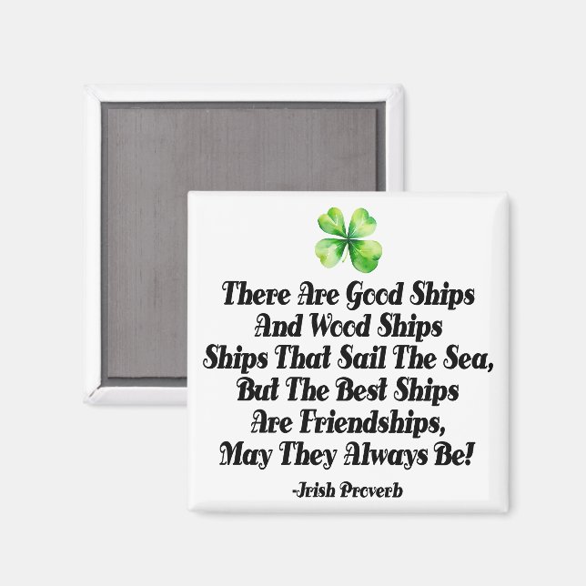 Aimant Navires de l'amitié irlandaise Proverbe Trèfle à q (Recto/Verso)